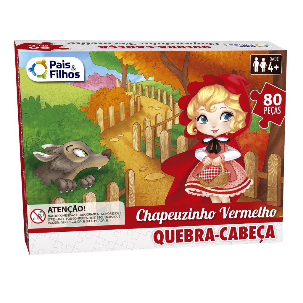 Foto do produto apresentado no guia: Quebra-cabeça Chapeuzinho Vermelho 80 peças: como montar junto