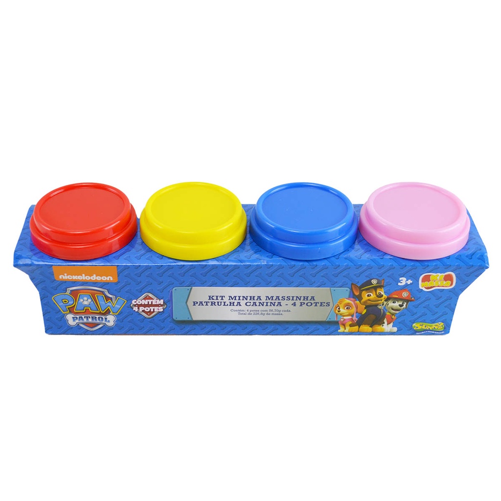 Foto do produto apresentado no guia: Massinha Patrulha Canina com 4 potes: uma proposta simples para brincar