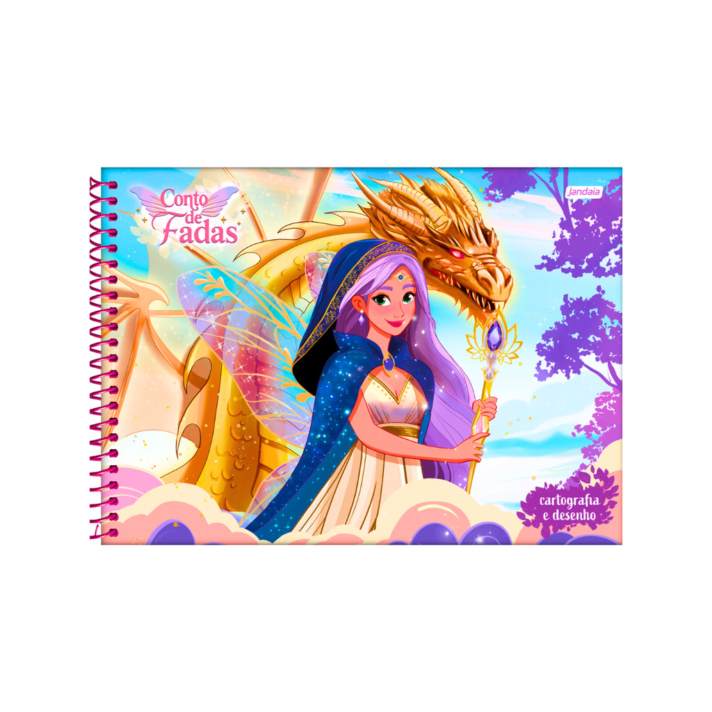 Foto do produto apresentado no guia: Caderno de desenho Jandaia Conto de Fada 80 folhas: espaço para criar