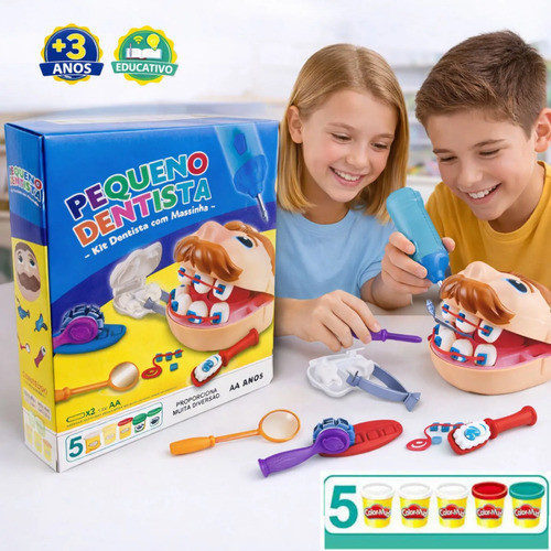 Foto do produto apresentado no guia: Kit massinha Brincando de Dentista: confira os potes antes de escolher